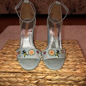 Beaded Ankle Strap Sandal Heel